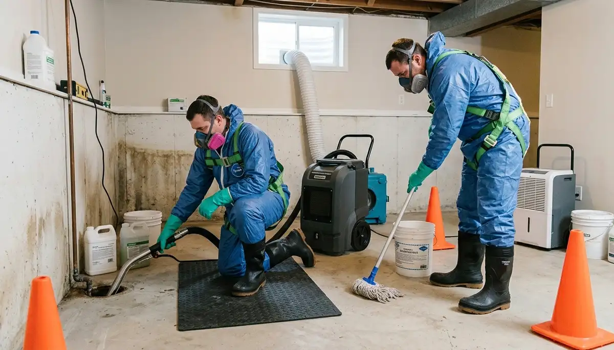Sewer backup cleanup crew restoring Port St. Lucie, FL home after sewage damage