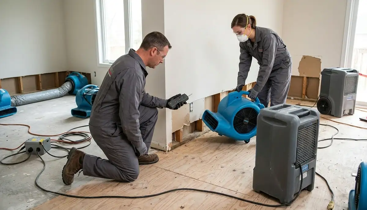 Structural drying equipment in a Port St. Lucie, FL home for water damage restoration