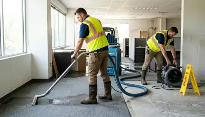 Water extraction technician removing floodwater in Port St. Lucie, FL home to prevent damage